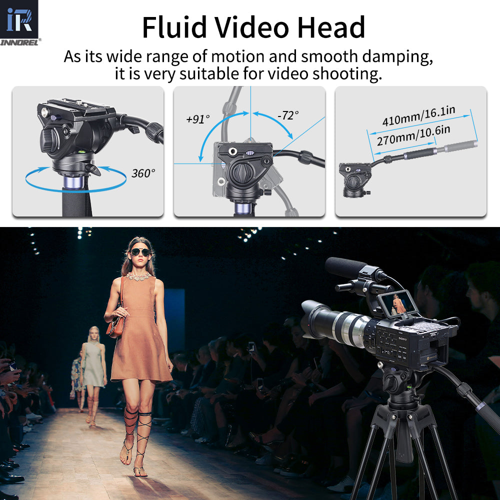 Equipped with an advanced wide range of motion and smooth hydraulic damping head that supports 360°panoramic tilting up or down shooting