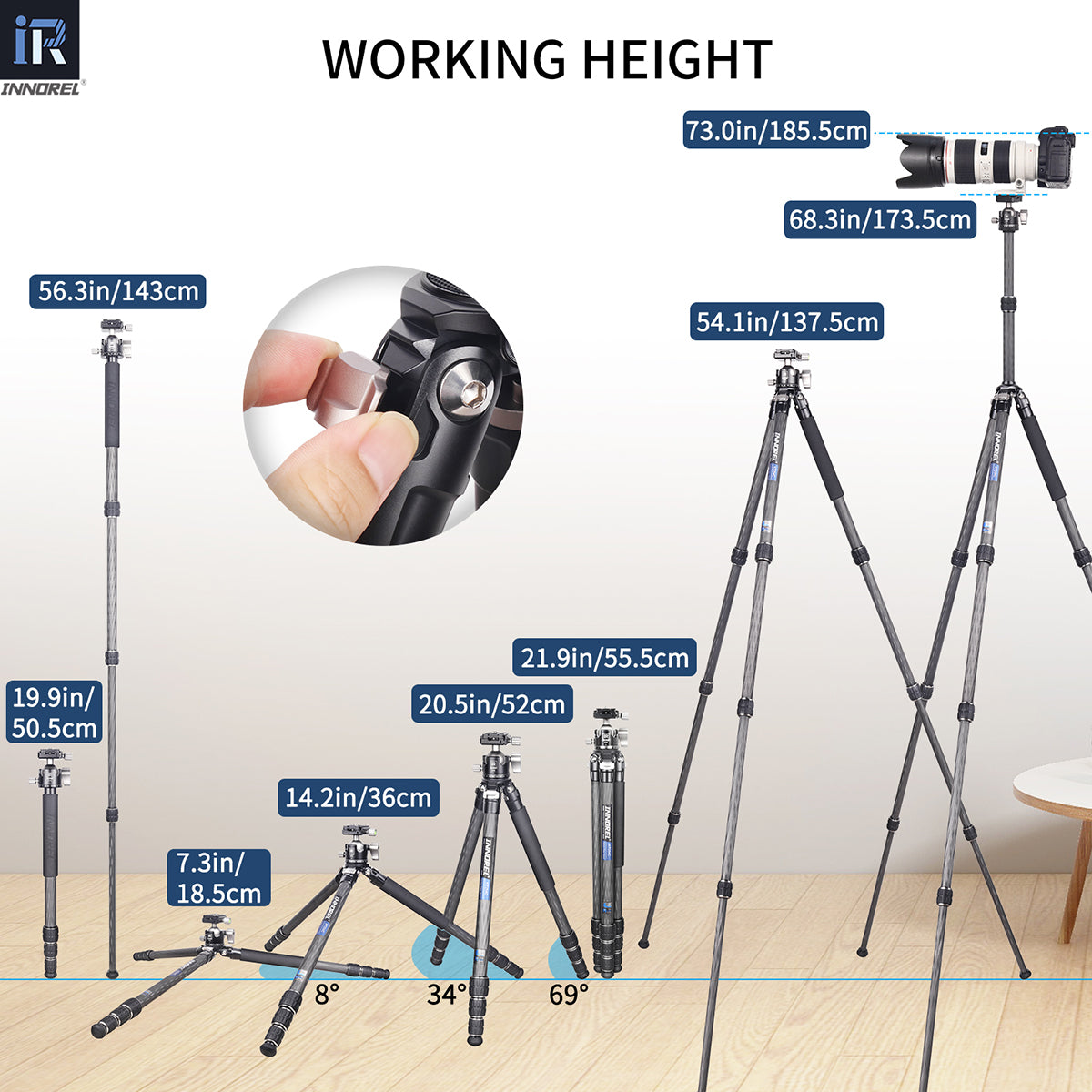 Carbon Fiber Travel Tripod Monopod INNOREL KT254C