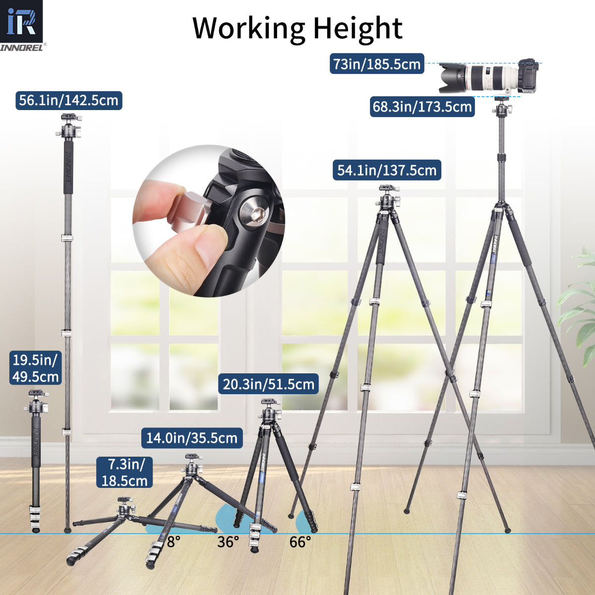 Carbon Fiber Fast Flip Buckle Tripod INNOREL KT254CF