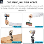 placed on the table as a phone stand held for selfies used as a top handle for shooting, and installed on Arca-swiss standard tripod head suitable for various usage scenarios
