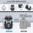 INNOREL N44 ballhead features anti-lost knobs light weight design and double U notch allowing vertical shooting anti-lost knobs prevent losing parts
