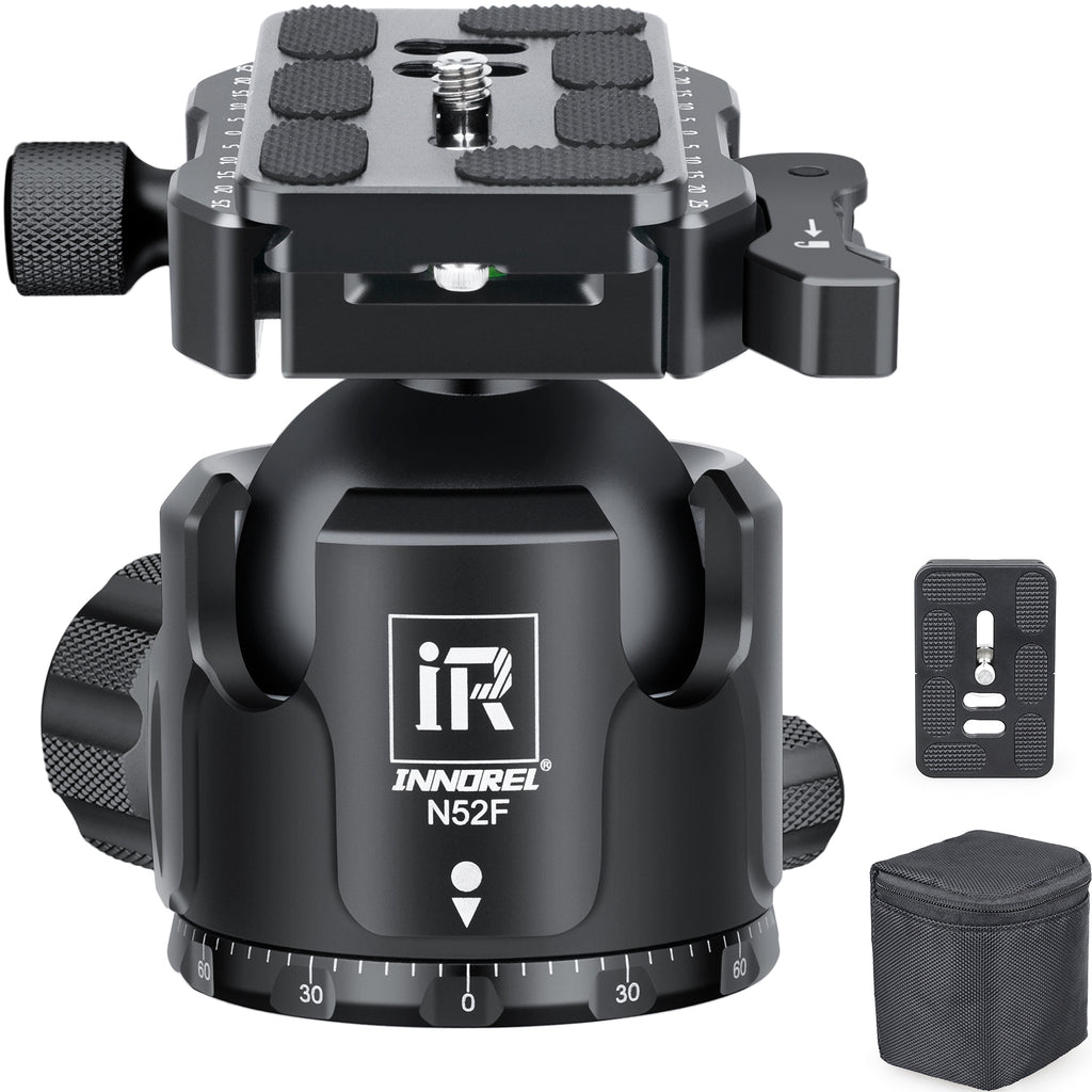 INNOREL N36F/N44F/N52F Quick Locking Low Profile Ball Head, Fast Lever Release with 2 Plates for Tripod Monopod DSLRS Camcorder