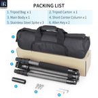 INNOREL NT85C K44 package contents tripod and ballhead tripod bag tripod carton short center column stainless steel spike allen key
