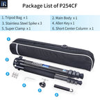INNOREL P254CF tripod package contents tripod quick release plate tripod bag allen key super clamp short center column