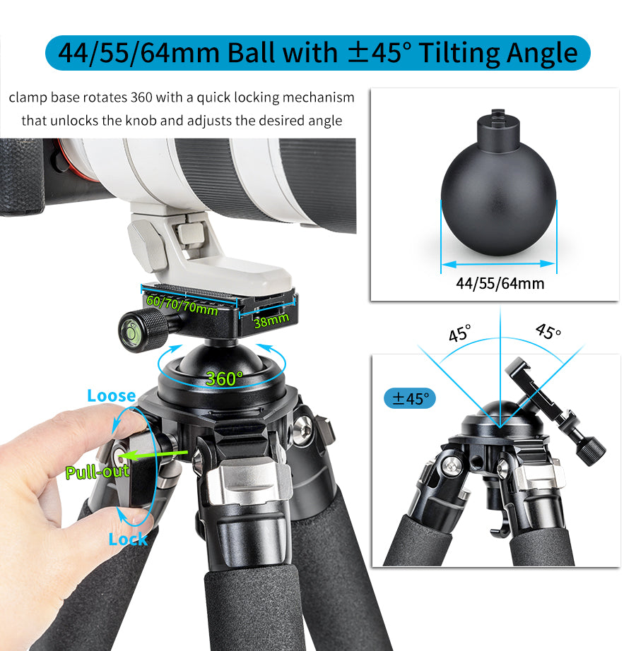 INNOREL P324C/P364C/P404C Carbon Fiber Shooting Tripod