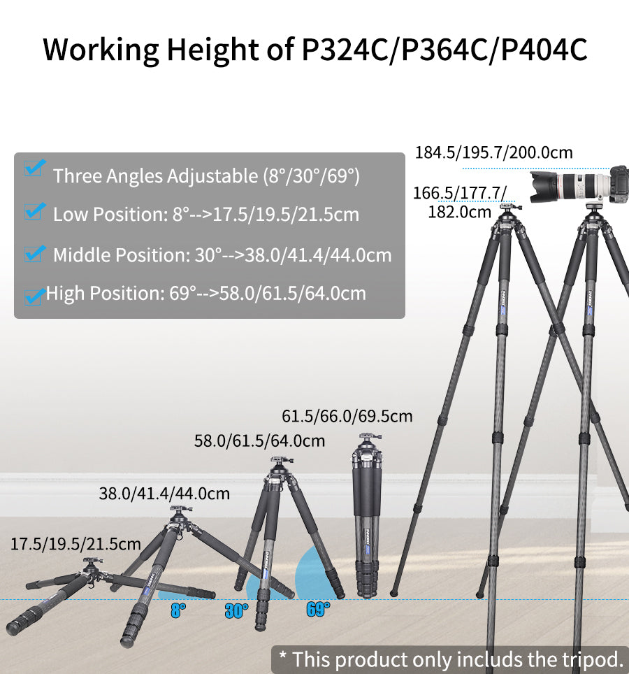 INNOREL P324C/P364C/P404C Carbon Fiber Shooting Tripod