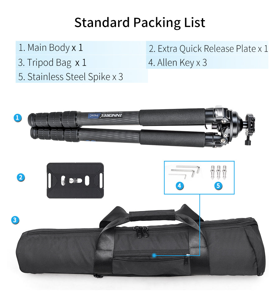 INNOREL P324C/P364C/P404C Carbon Fiber Shooting Tripod