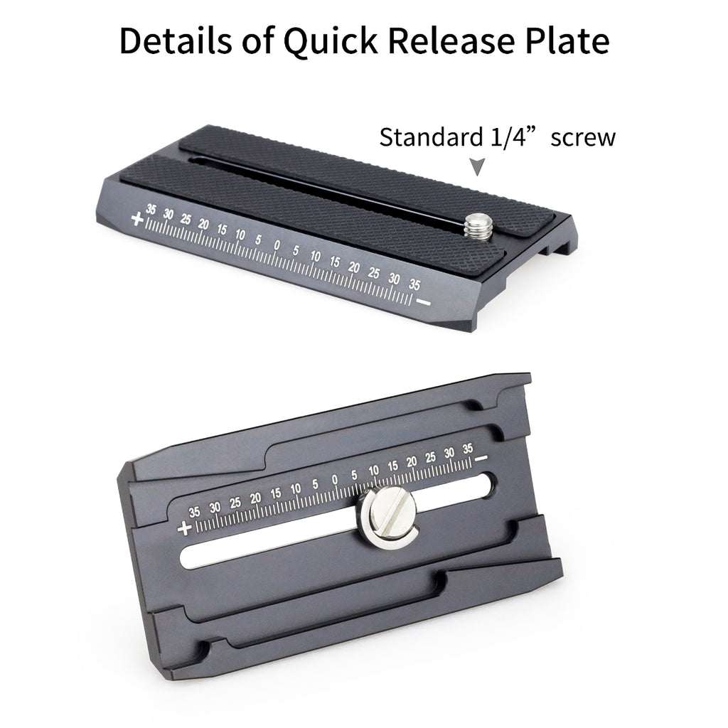 1/4 screw of this quick release plate fits most photography equipments
