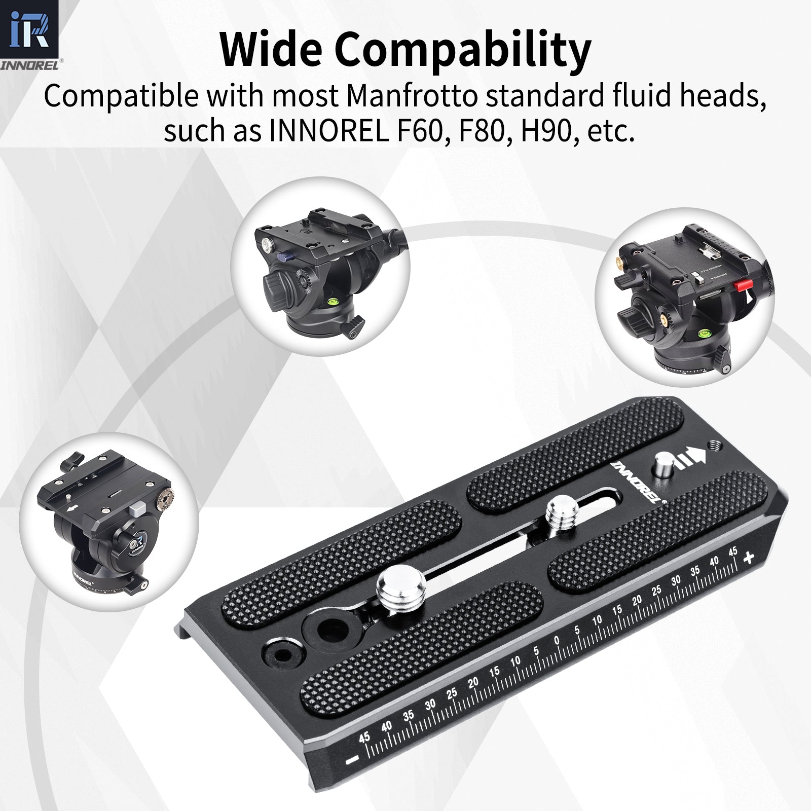 INNOREL QV120 Quick Release Plate Compatible with most Manfrotto standard fluid heads, such as INNOREL F60, F80, H90, etC.