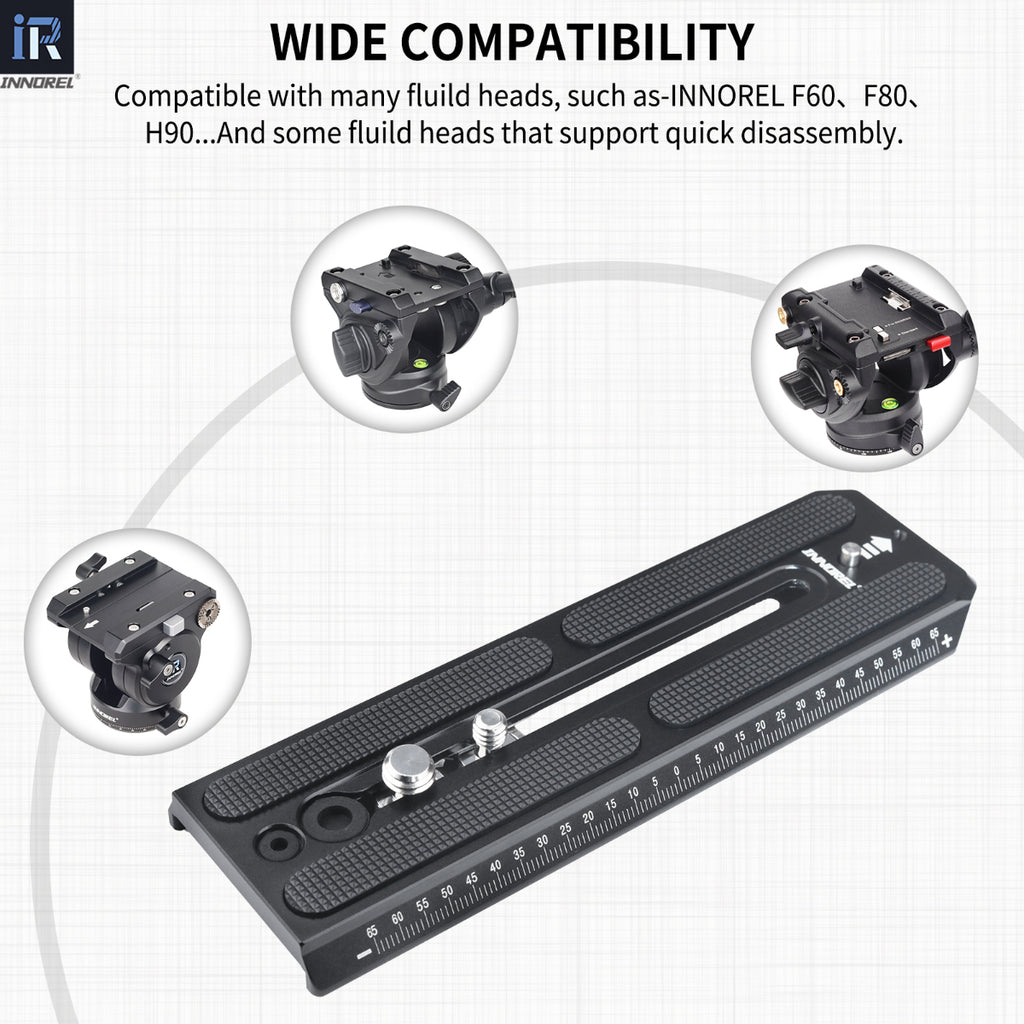 INNOREL QV160 Quick Release Plate Compatible with most Manfrotto standard fluid heads, such as INNOREL F60, F80, H90, etC.