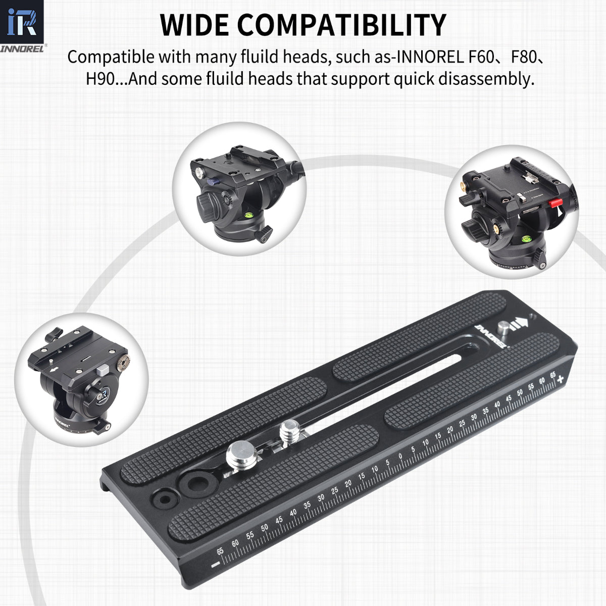 INNOREL QV160 Quick Release Plate Compatible with most Manfrotto standard fluid heads, such as INNOREL F60, F80, H90, etC.