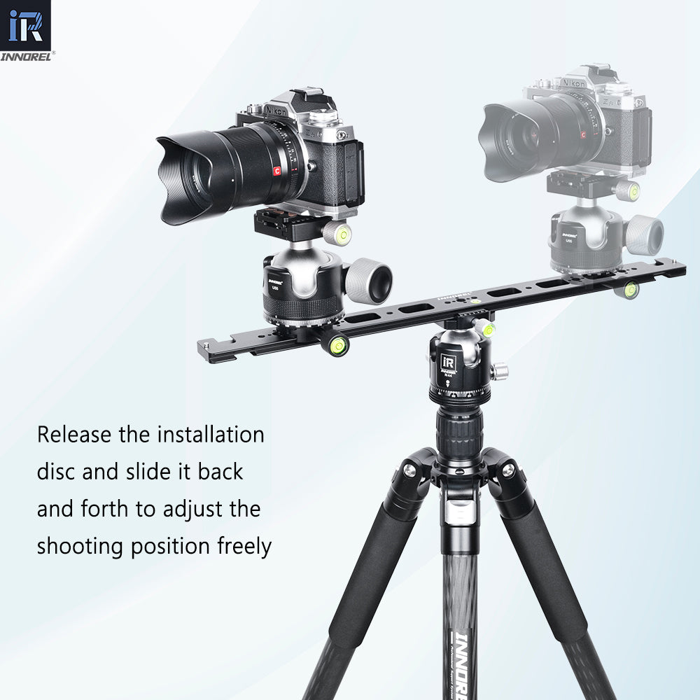 INNOREL RS50 500mm Multi-Purpose Dual Dovetail Long Quick Release Extender Rail Sliding Plate with 2 Clamp Holders for Camera Tripod Ballhead