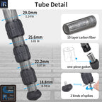 INNOREL RT75C camera tripod with 10-layer carbon fiber tubes