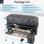 INNOREL RT85CM tripod package contents tripod N44 ballhead quick release plate tripod bag allen key.