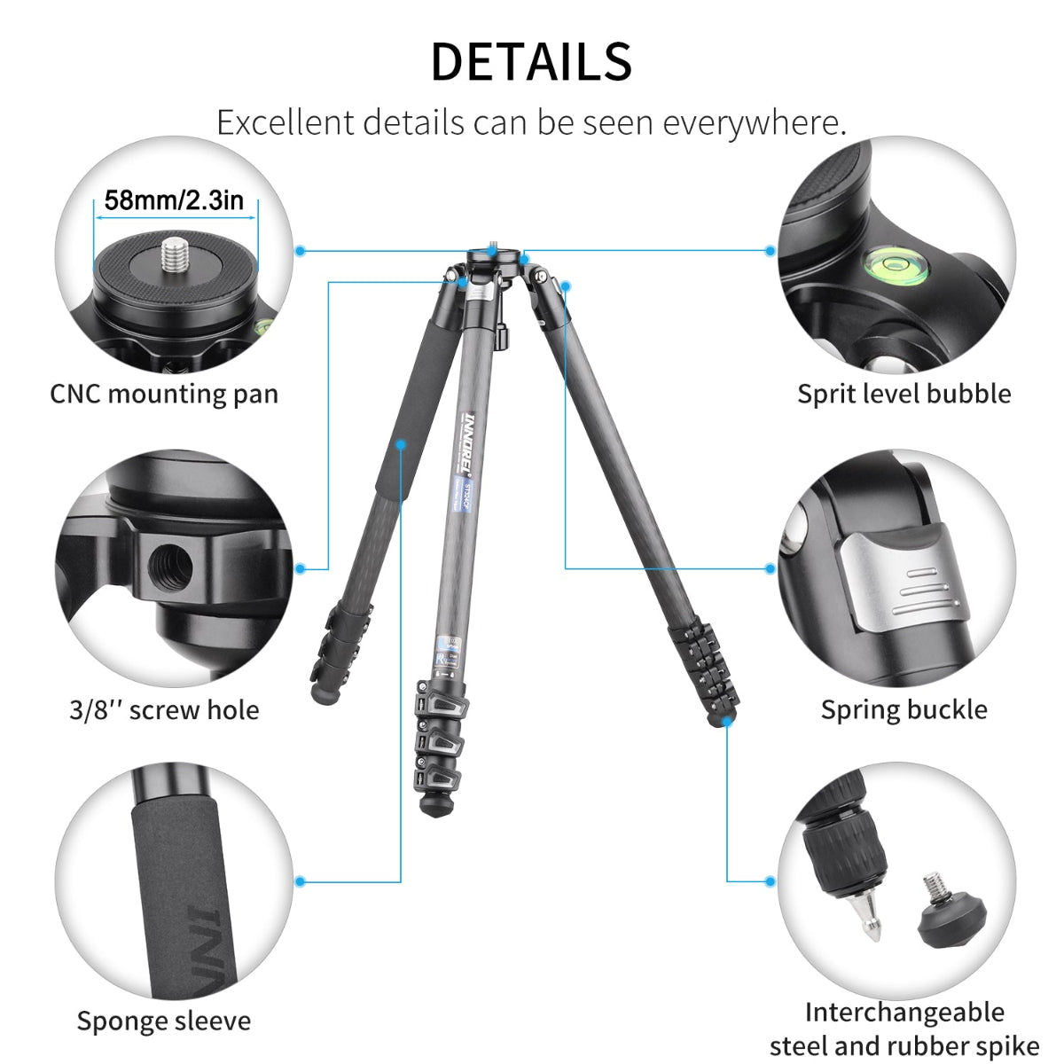 tripod tall tripod best travel tripod ultra stable camera tripod stand for dslr camcorder Travel Tripod ReliablINNOREL-ST324CF-Tripod-DETAILSe Stability