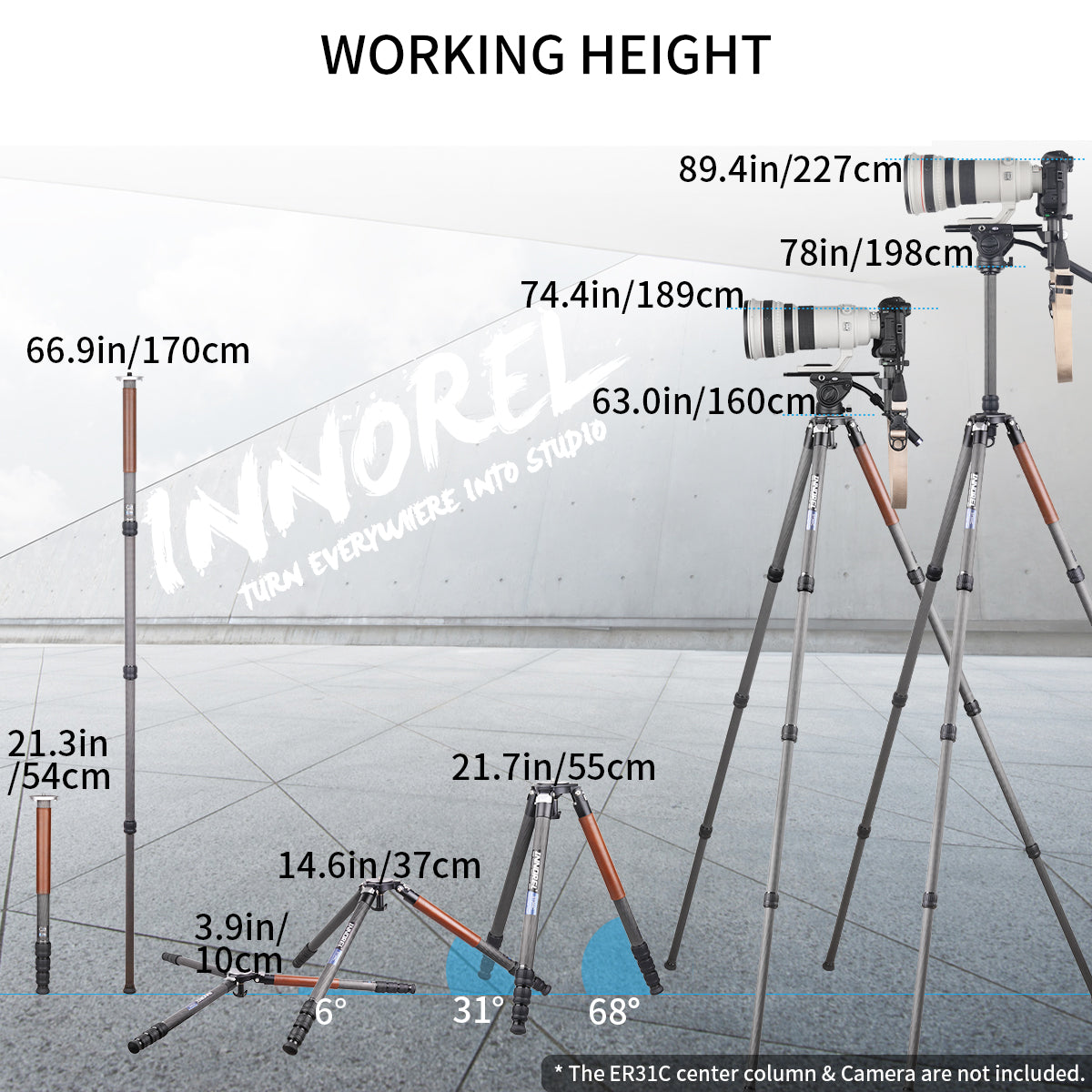 INNOREL ST344C extended to full height showing maximum working height