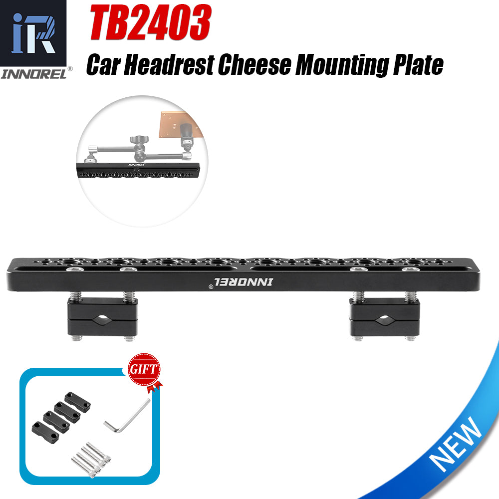 INNOREL TB2403 Car Headrest Cheese Mounting Plate 1/4" Screw Shooting Extension Bracket for Installing Camera Cage Car Headrest