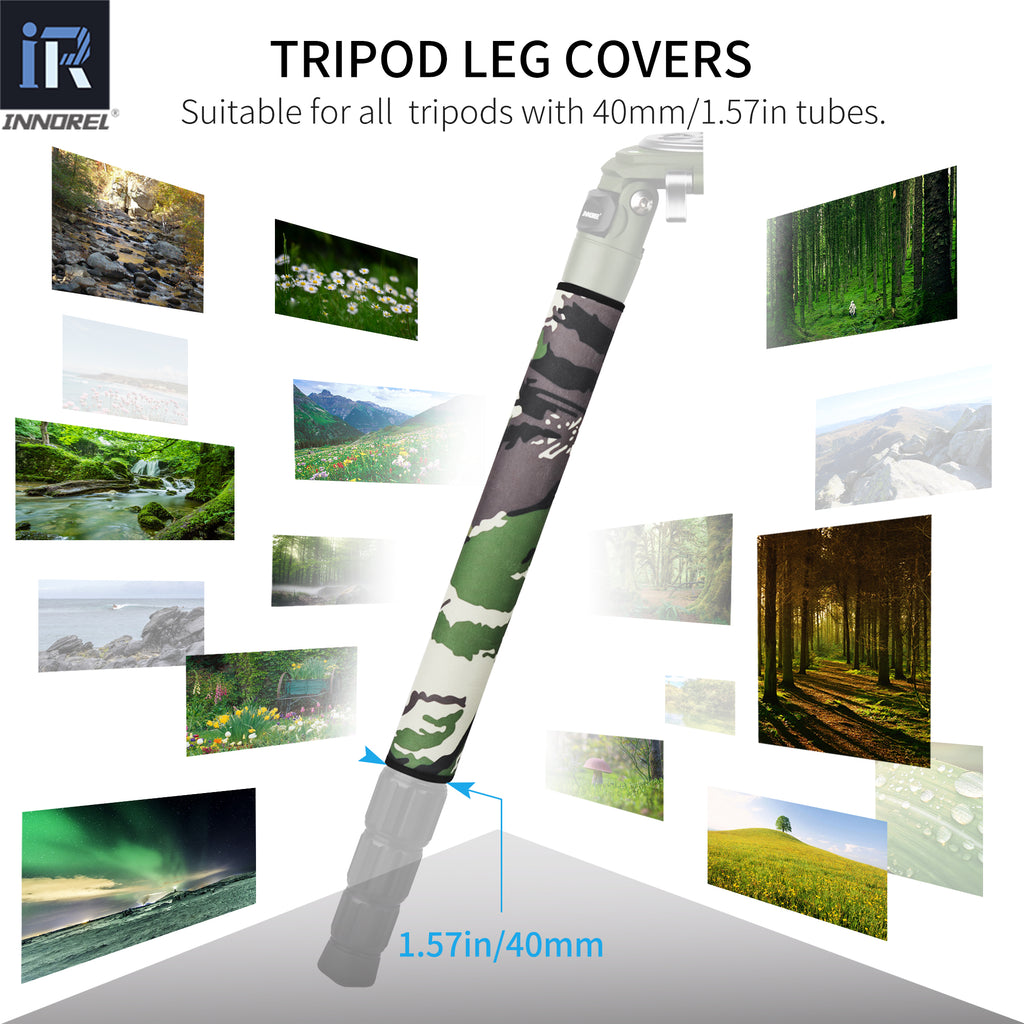 40mm 1.57in tripod leg covers, tube protectors, compatible with all 40mm diameter tripod legs, anti-scratch sleeves, INNOREL tripod accessory.