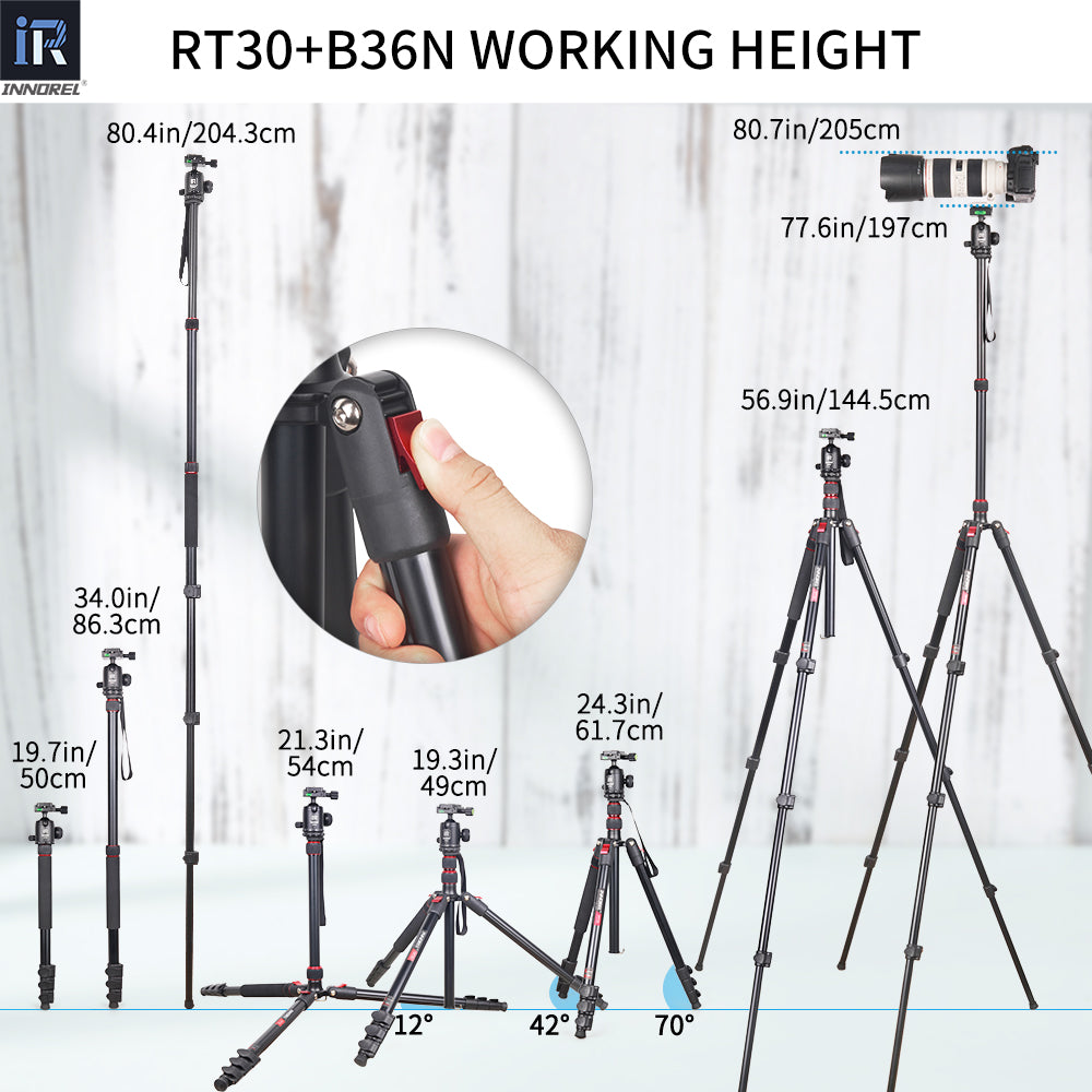 Max Height of Tripod 187.5cm  197cm 195cm Max Height of Monopod 194.8cm  204.3cm  202.3cm