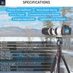Max load 15kg Net weight 1.34kg/1.74kg/1.58kg Max height 187.5cm/197cm/195cm(Tripod) 194.8cm/204.3cm/202.3cm(Monopod) Folded length 45.5cm/47.5cm/45.5cm Sections 4 Tube dia. 26/23/20/17mm INNOREL RT30