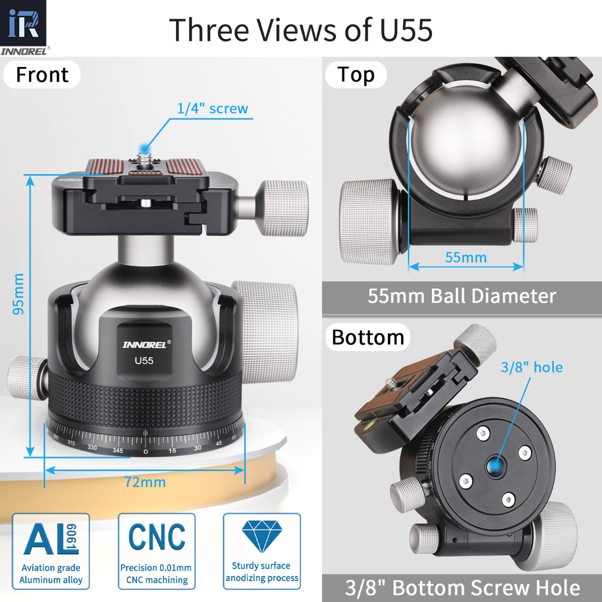 44/55mm Low Profile Ball Head INNOREL U44/U55