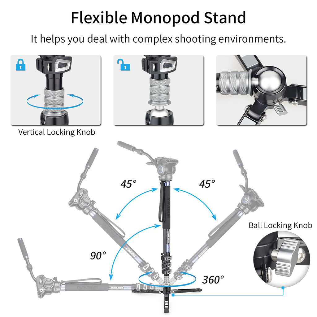 The base enables 360° swiveling and 90° drop-notch so that it can be easily switched from vertical mode to horizontal.