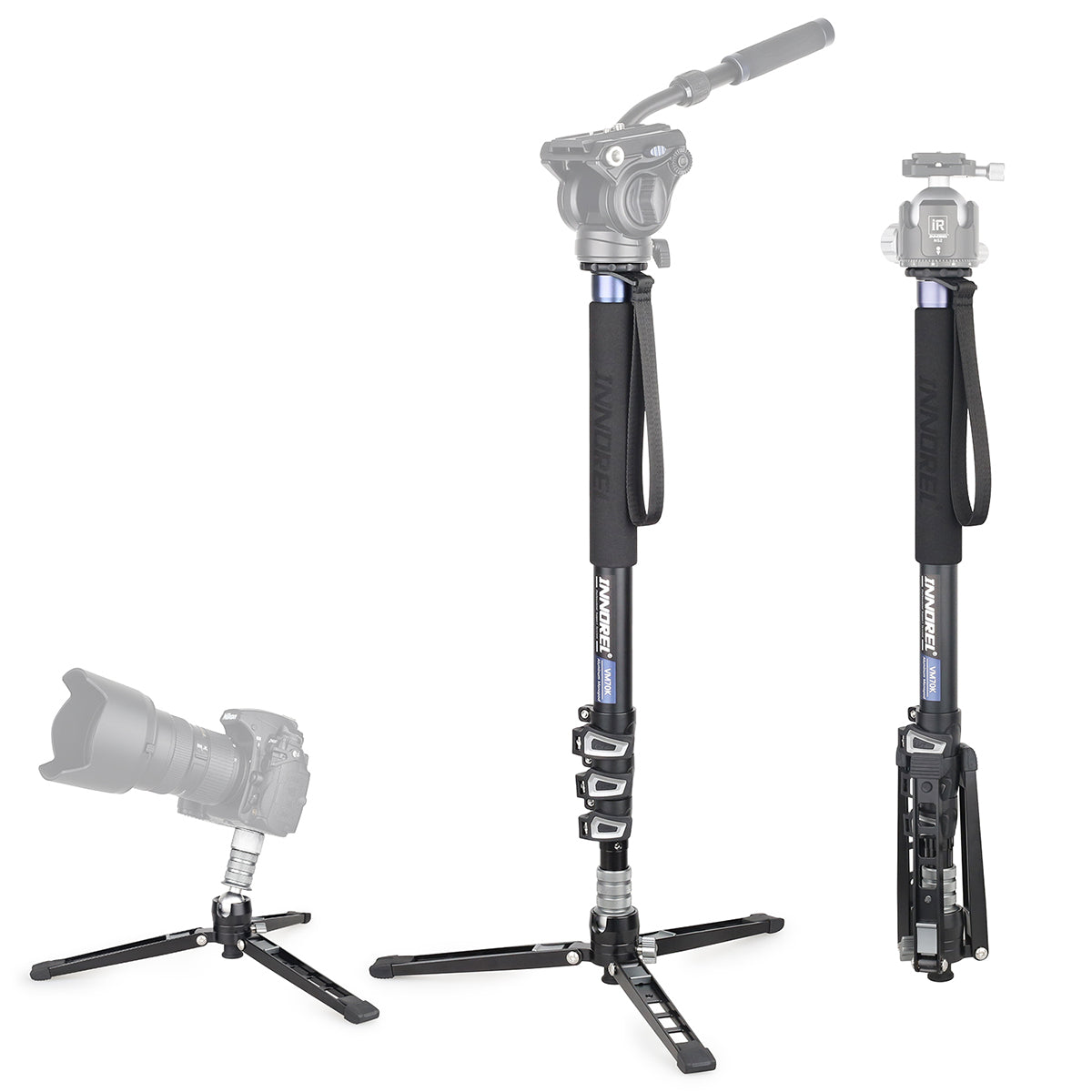 INNOREL VM70K professional video travel monopod, made of high-quality aluminum alloy, solid and stable.