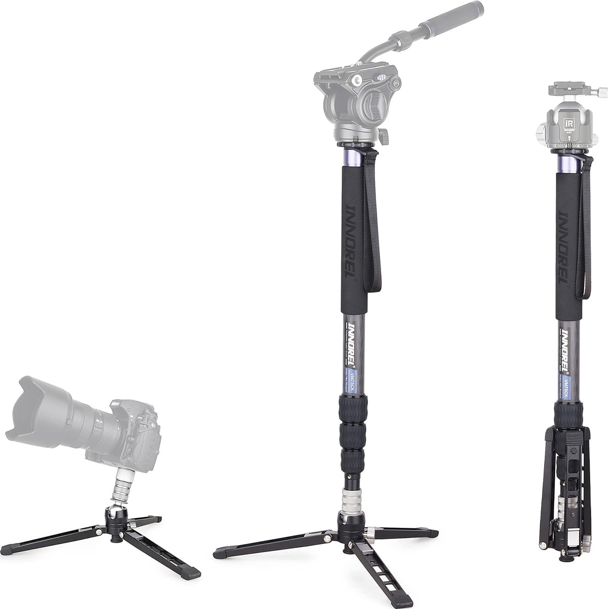 INNOREL VM75CK professional video travel monopod, genuine 10 layers carbon fiber, solid and stable.