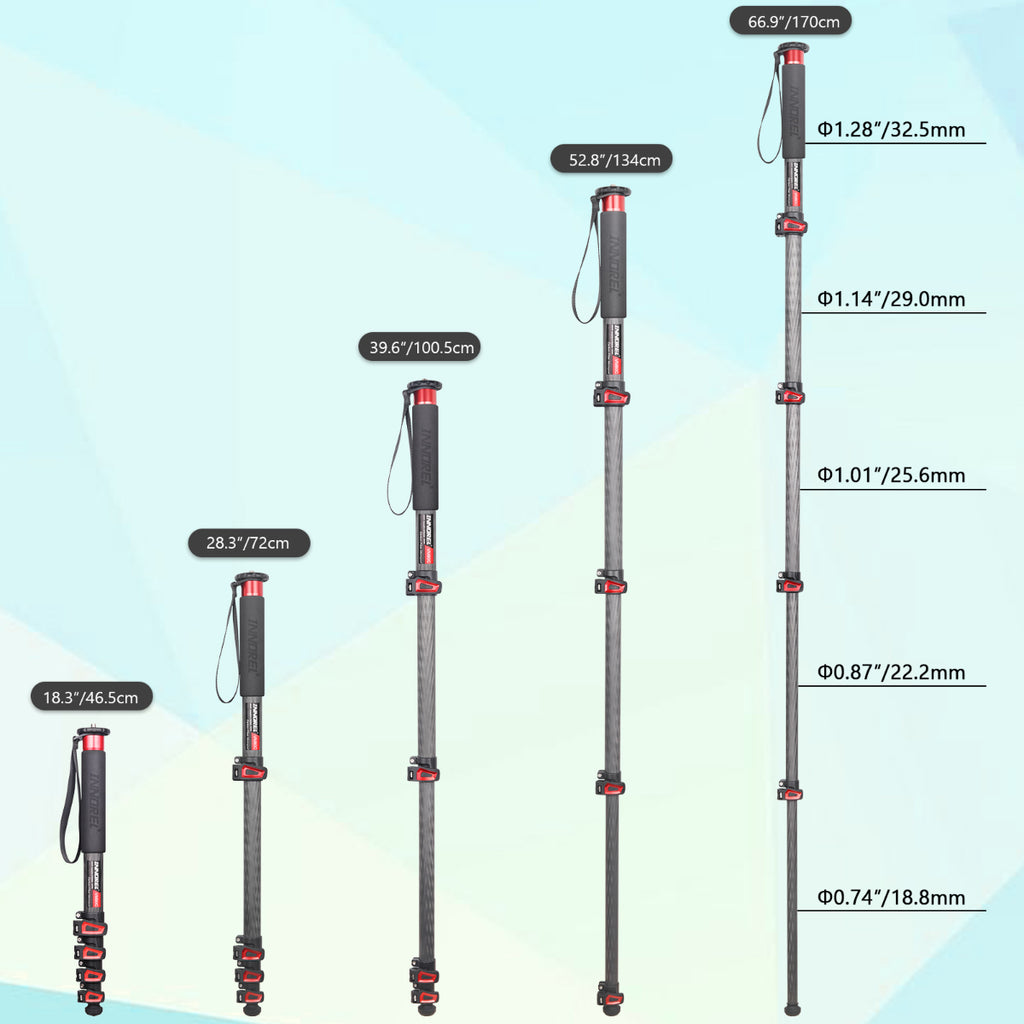 INNOREL VM80C monopod from compact 46cm to full 170cm working height 