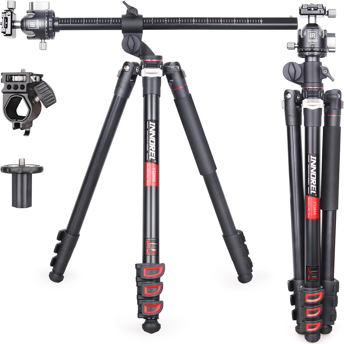 YT284A horizontal camera tripod with D46 ballhead for DSLR and video cameras