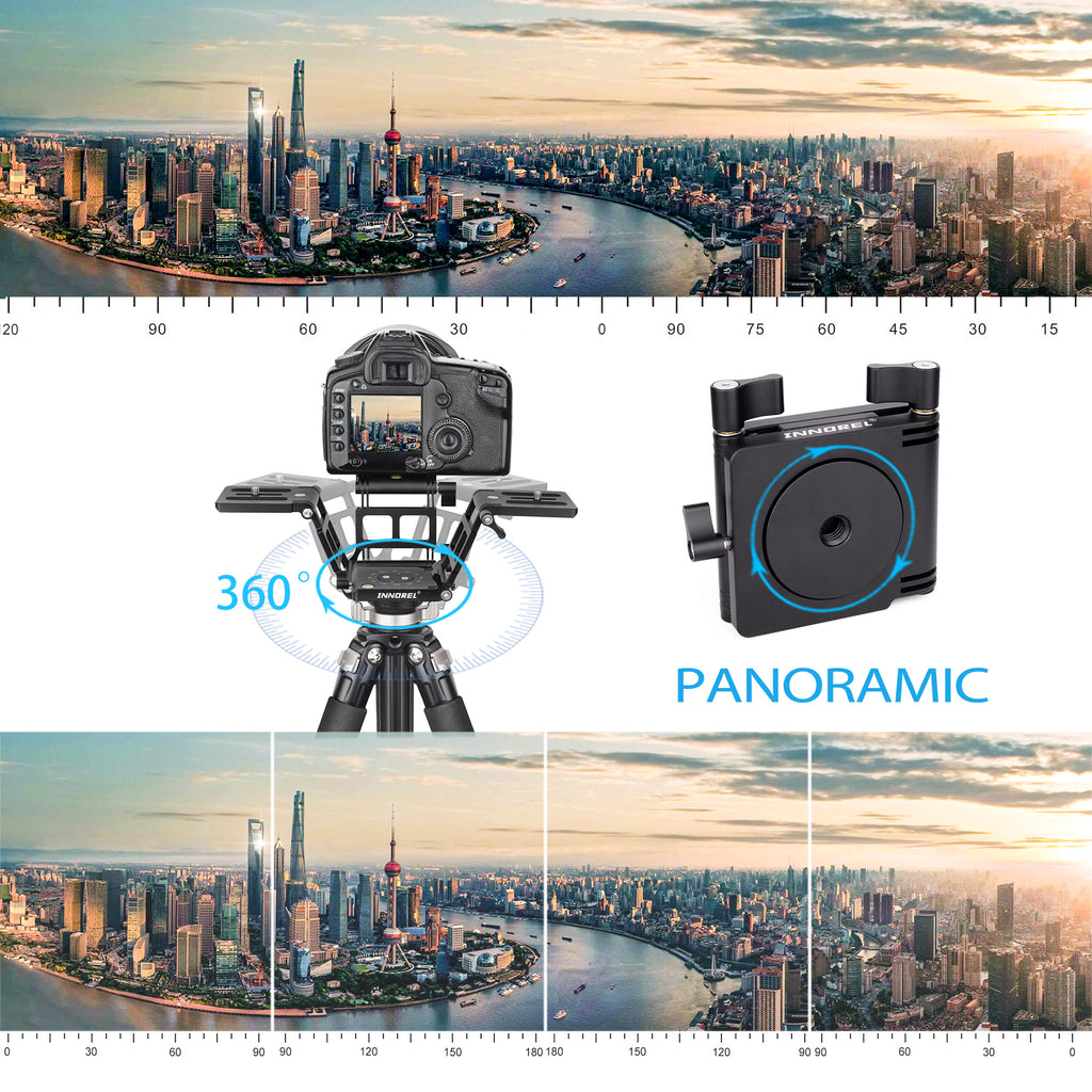 The 360° rotational base allows for panoramic shots and two built-in bubble levels can help to keep your camera level in any situation