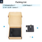 There is a packaging box a ZH7 Z flex tilt head and a 1/4 to 3/8 screw in the package