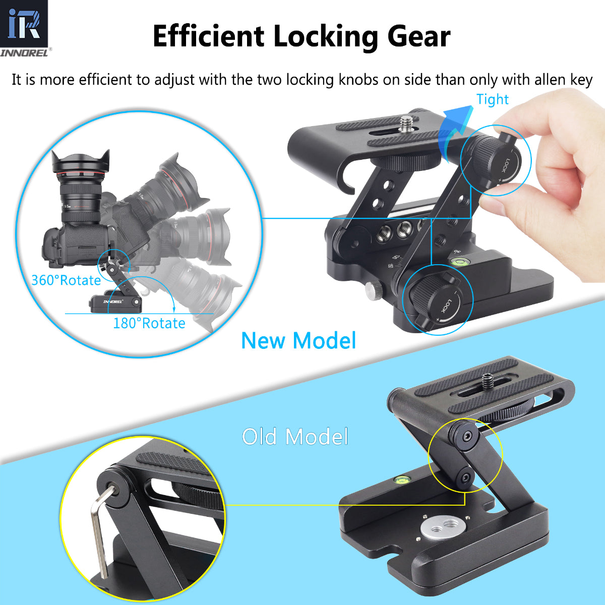 Aluminum Alloy Z-Flex Tilt Tripod Head-INNOREL ZH9