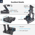 INNOREL Aluminum Alloy Z-Flex Tilt Tripod Head ZH9 featues auxiliary equipment three 1/4" screw holes anti-skip rubber mat