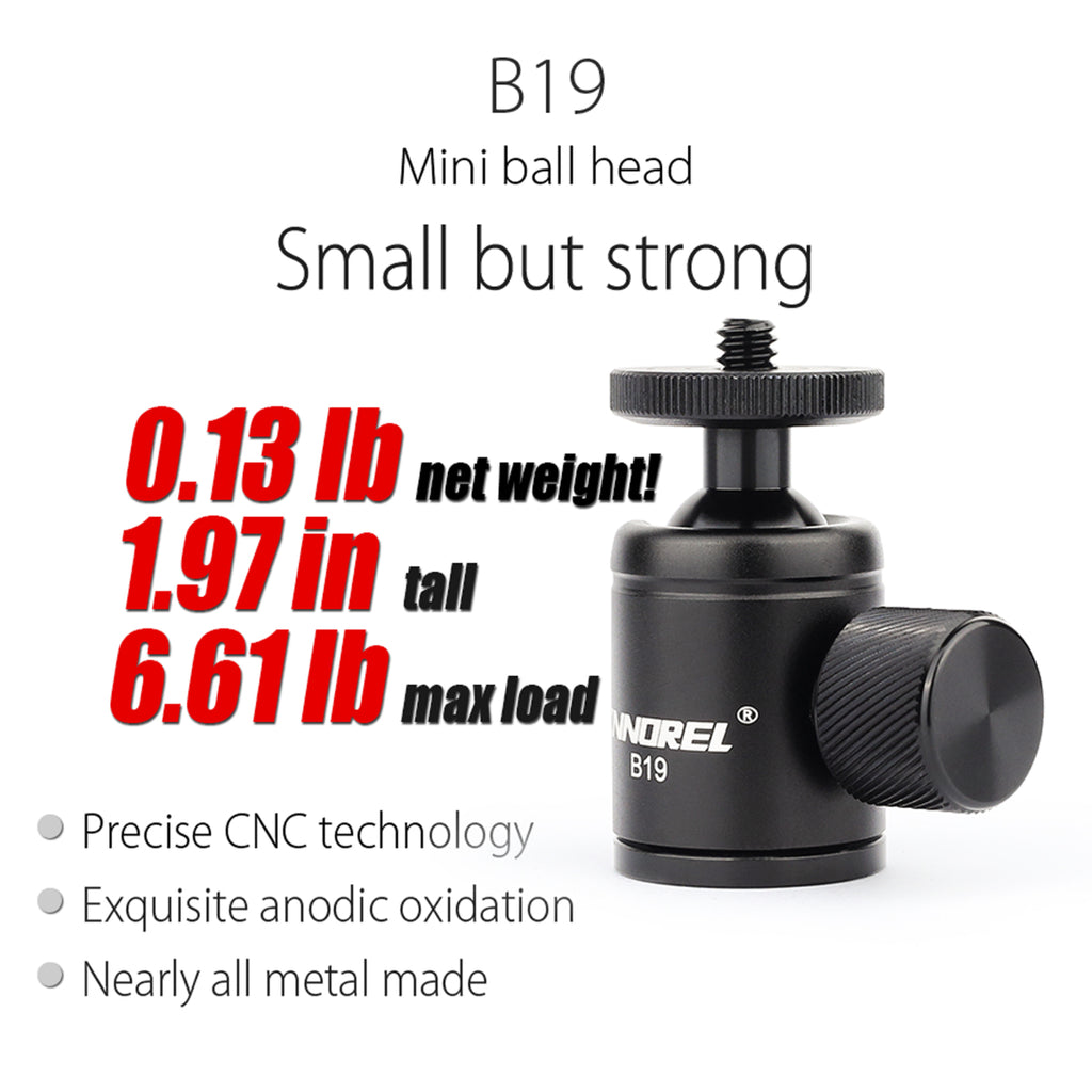 INNOREL B19 ballhead with 3kg load capacity supports  DSLR and camera