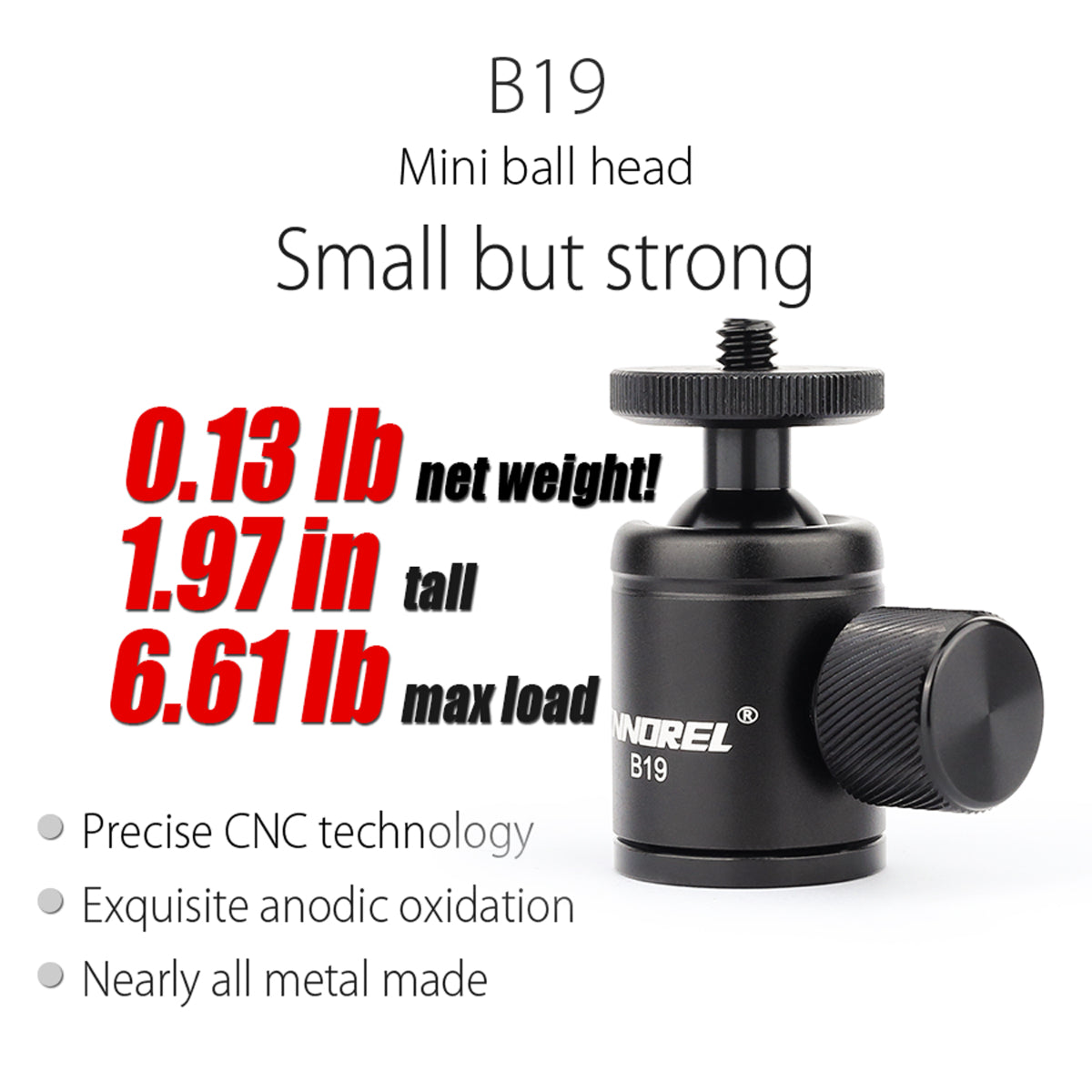 INNOREL B19 ballhead with 3kg load capacity supports  DSLR and camera