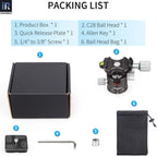 Product Box  C28 Ball HeadQuick Release Plate Allen Key 1/4" to 3/8" Screw Ball Head Bag