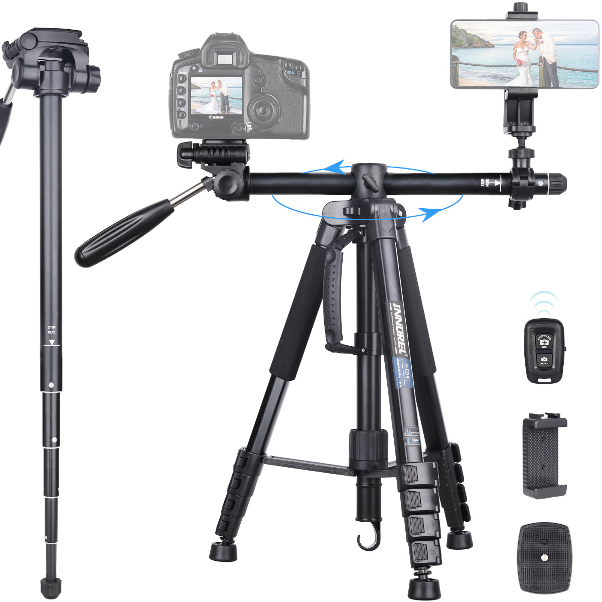 Camera Tripod Monopod Horizontal Tripod INNOREL RT20H for DSLR and video cameras