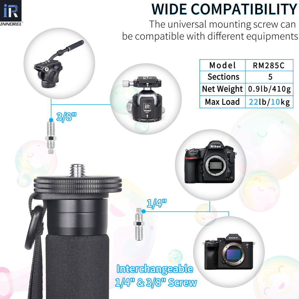 INNOREL monopod RM325C universal mounting screw can be compatible with different equipments