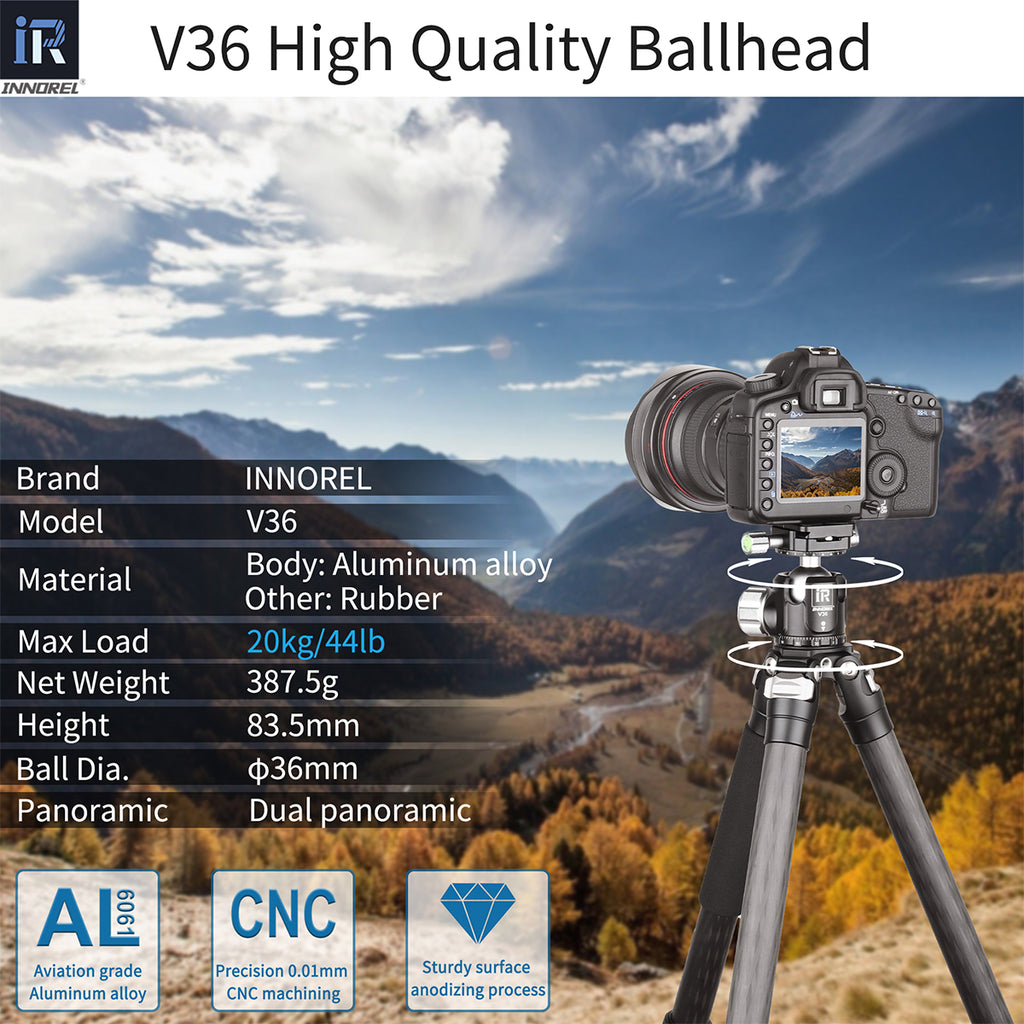20kg V36 dual panoramic tripod ballhead aluminum alloy