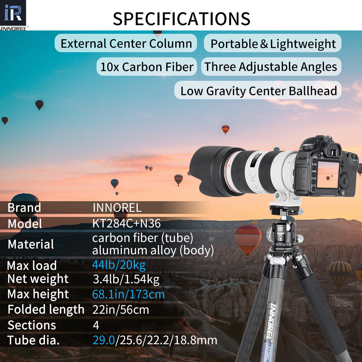 Carbon Fiber Travel Tripod INNOREL KT284C