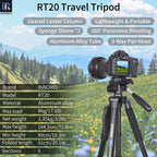 RT20 tripod with N36 ballhead specifications including 184.5cm max height 1.35kg weight 8kg load