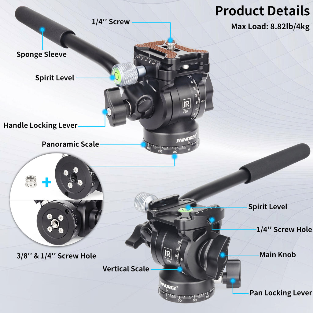 INNOREL F10 Mini Pan Metal Camera Tripod Fluid Head