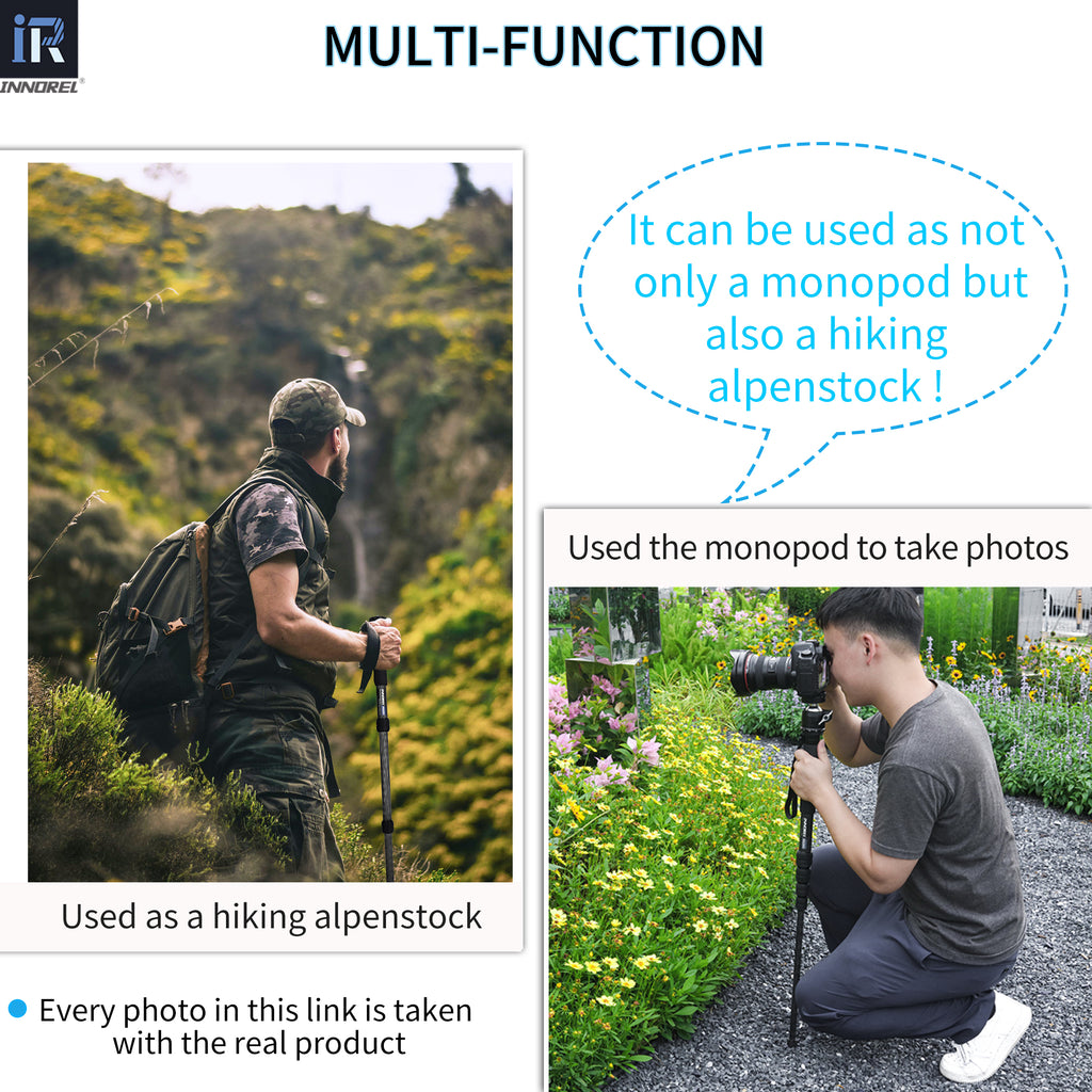RM325C can be used as not only a monopod but also a hiking alpenstock