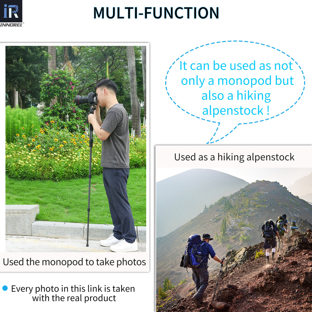RM325C can be used as not only a monopod but also a hiking alpenstock