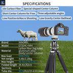 GT324C tripod with N44 ballhead specifications including 179.5cm max height 2.28kg weight 25kg load 10-layer carbon tube