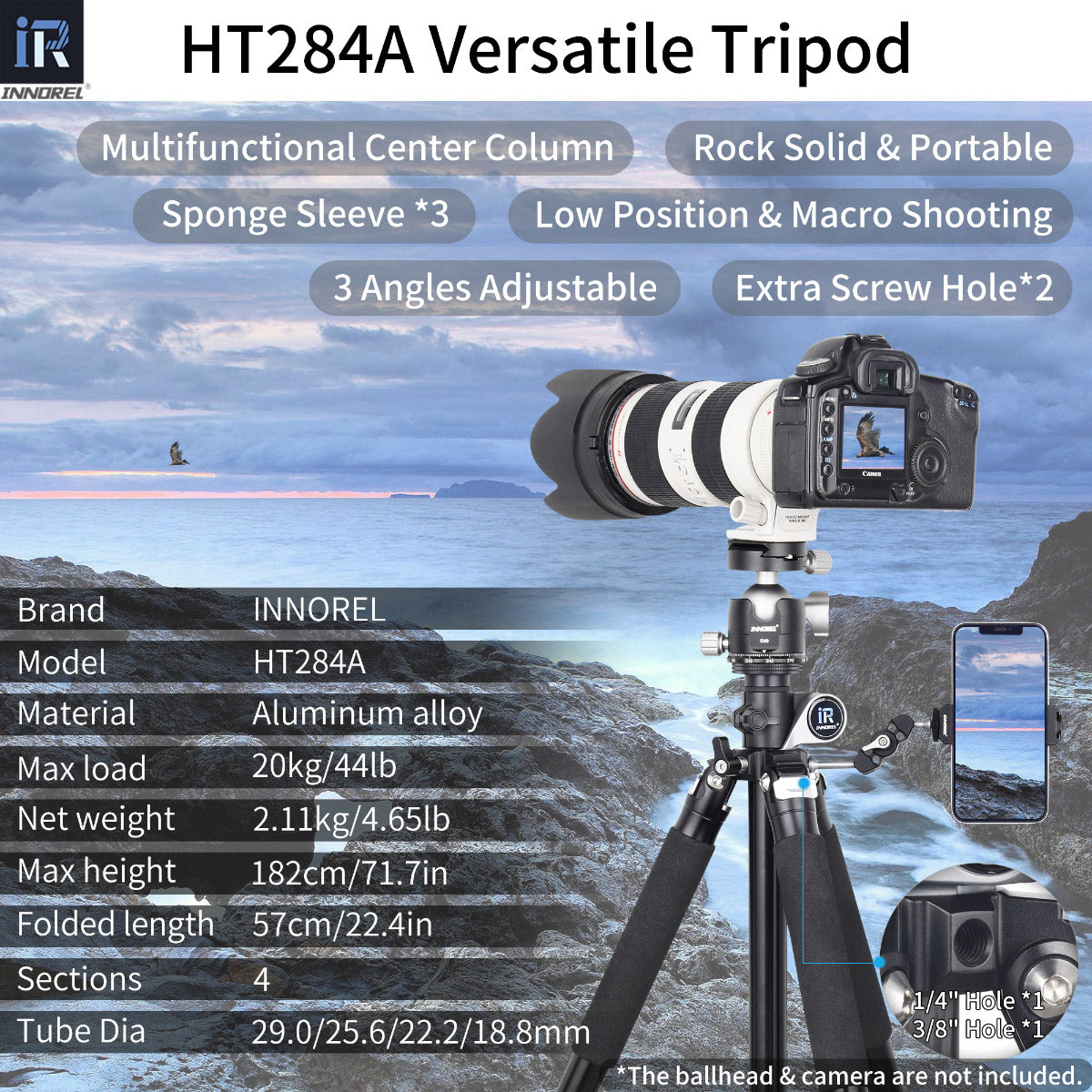 Aluminium Alloy Camera Horizontal Tripod INNOREL HT284A