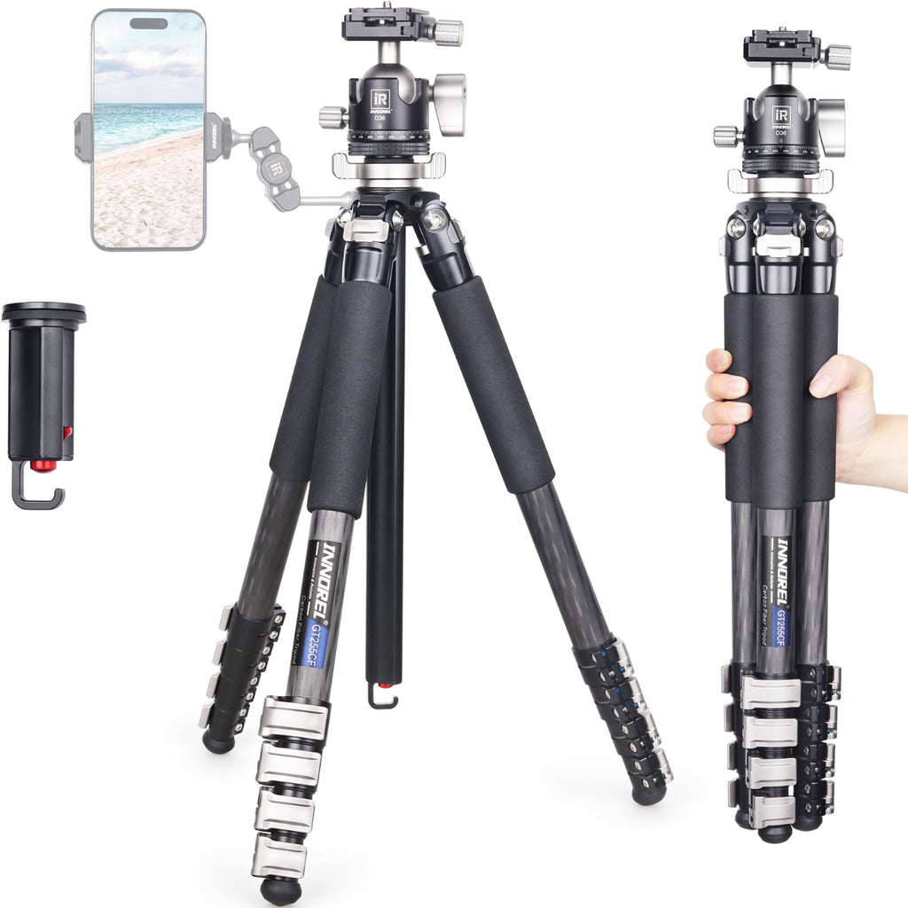 Carbon Fiber Travel Compact Tripod INNOREL GT255CF with D36 ballhead for DSLR and video cameras