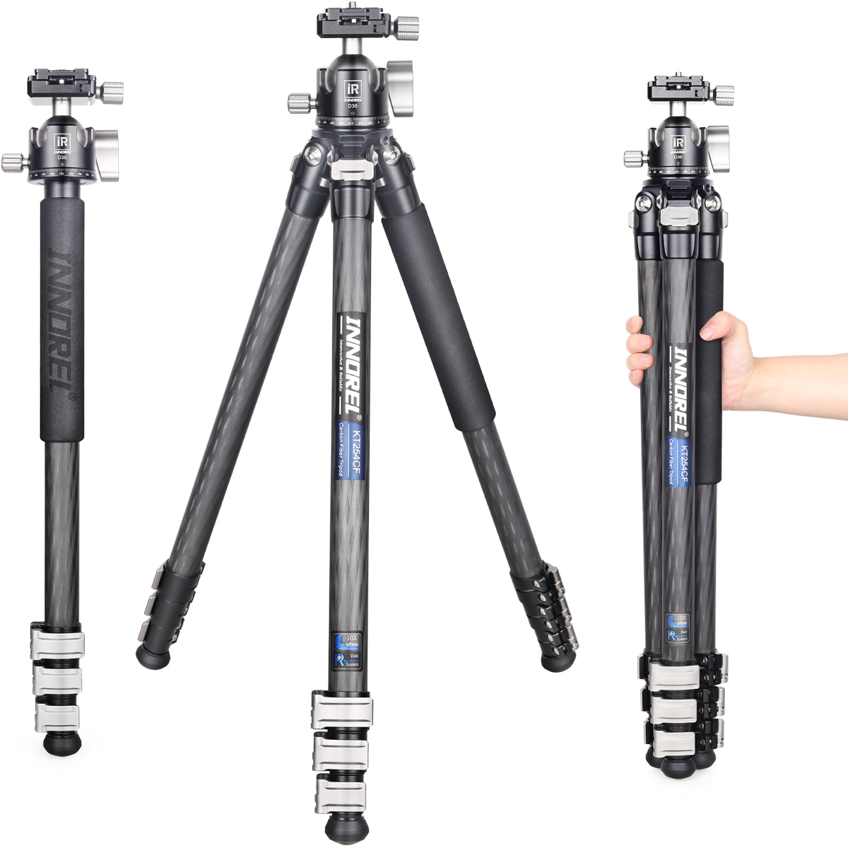 Carbon Fiber Fast Flip Buckle Tripod INNOREL KT254CF for DSLR and video cameras