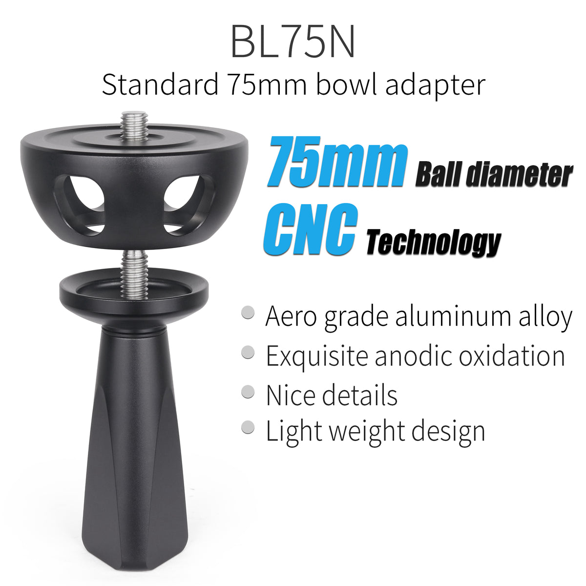 INNOREL Adaptateur de bol universel en métal CNC 75 mm BL75N